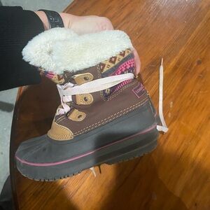 London Fog Black and Pink Kids Boots